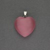 Pendant Heart Pink Cat's Eye 20x20x25mm± Silver Metal