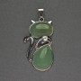 Pendant Cat Jade 25x51mm± Silver Metal