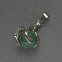 Malachite Pendant Paw with Sphere 18x37mm+-, Silver Tone Metal