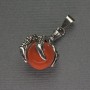 Red Jasper Paw Pendant with Ball 18x37mm± Silver Metal