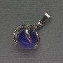 Lapis Lazuli Pendant Paw with Bead 18x37mm± Silver Metal