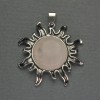 Pendant Sun Pink Quartz 42mm+-, length 48mm+- silver metal