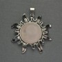 Pendant Sun Pink Quartz 42mm+-, length 48mm+- silver metal