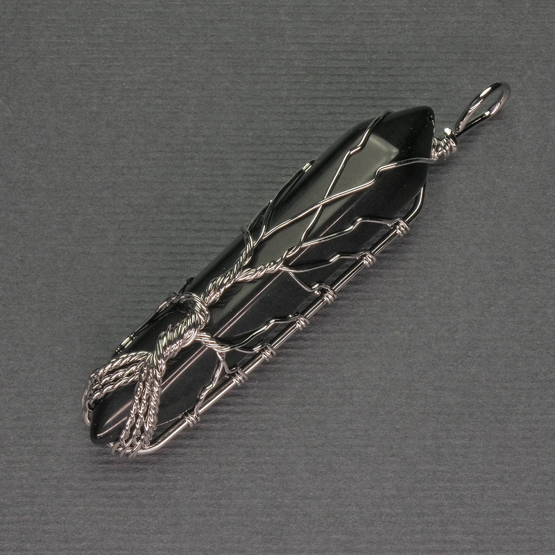 Agate Pendant Hexagonal Crystal 12x50x57mm± in Silver Plating