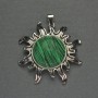 Pendant Sun Malachite 42mm+-, silver metal length 48mm+-