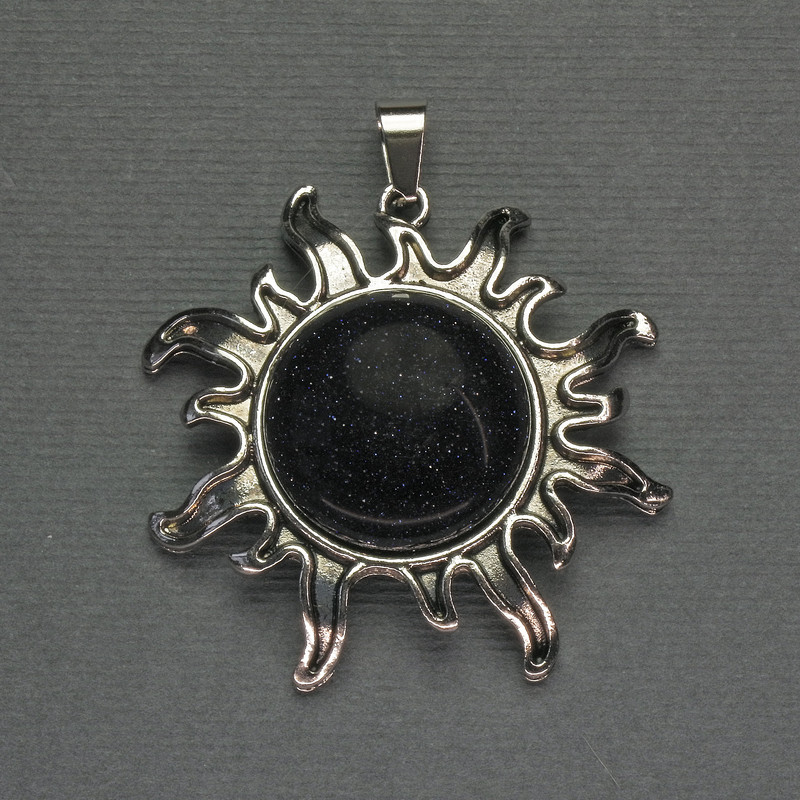 Pendant Sun Aventurine Night of Cairo 42mm+-, length 48mm+-, silver metal