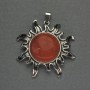 Pendant Sun Red Jasper 42mm+-, length 48mm+- Silver metal