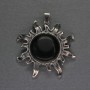 Pendant Sun Agate 42mm+-, length 48mm+- Silver metal