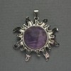 Pendant Sun Amethyst 42mm+-, length 48mm+- Silvered metal