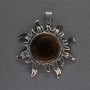 Pendant Sun Tiger’s Eye, diameter 42mm±, length 48mm±, silvered metal