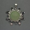 Pendant Sun Jade Natural Stone, diameter 42mm±, length 48mm±, silver metal