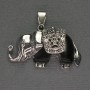 Pendant Elephant Agate 39x34mm± Silver Metal