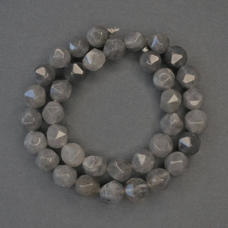 Smoky Quartz Beads, multivariate facets, diameter 10x9mm± on a thread, length 37cm+