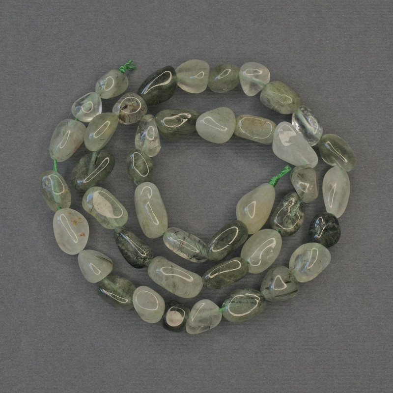 Rutilated Quartz Beads “Hairy” faceted on thread, diameter 8-10x7mm, length 40cm +