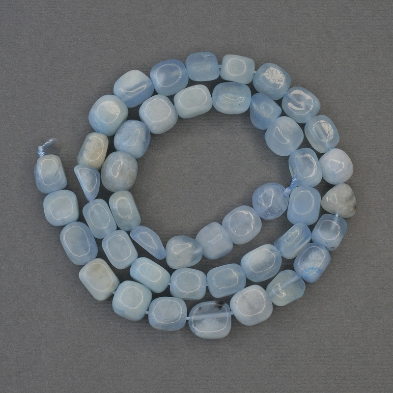 Aquamarine Faceted Beads, 8x7.5mm, on Thread, 41cm+ Length