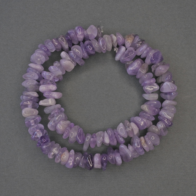 Amethyst Beads Chip 10x3mm on Thread, 39cm+ length