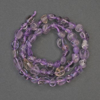 Amethyst Beads on Thread, faceted, diameter 6-10×5-8 mm, length 40 cm +