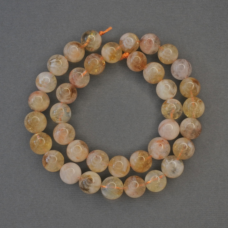 Natural Citrine Beads Smooth Round 10mm Diameter, Length 39cm+/-