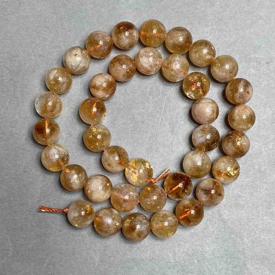 Natural Citrine Beads Smooth Round 10mm Diameter, Length 39cm+/-