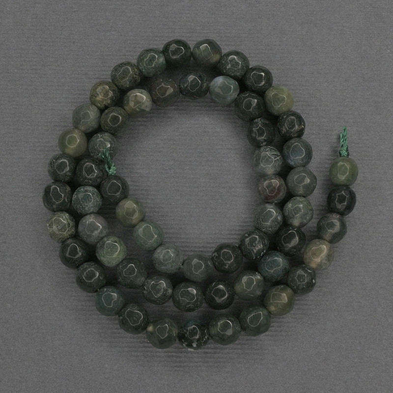 Emerald Jade Jasper Faceted Bead Round, 6mm dia ± on thread, 36cm length +