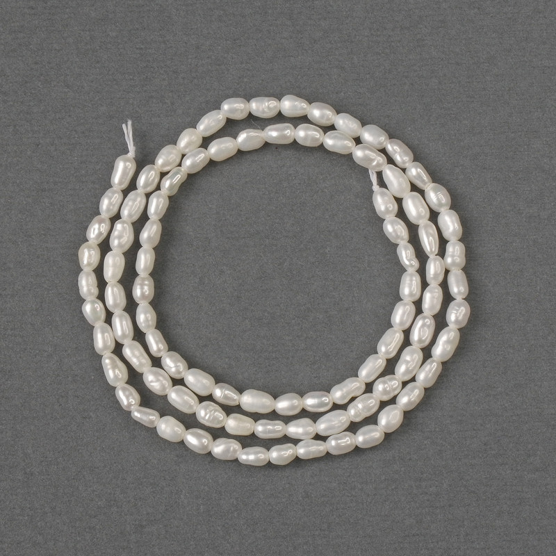 Natural freshwater pearl beads 3.5–4×3 mm on a strand, length 36 cm ±