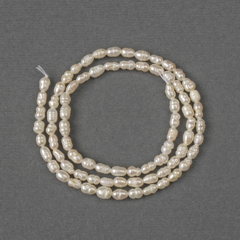 Natural freshwater pearl beads 4x3mm, on a string, 34 cm long