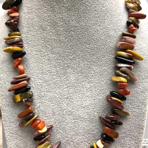 Assorted Nugget Needle Necklace, needle-shaped small stones, diameter 12-18×2-4mm, length 48cm ± with a silver clasp