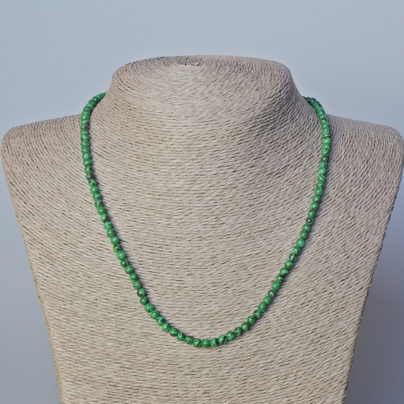 Malachite Beads (pre-cut) smooth round bead, diameter 4mm±, length 45-47cm±