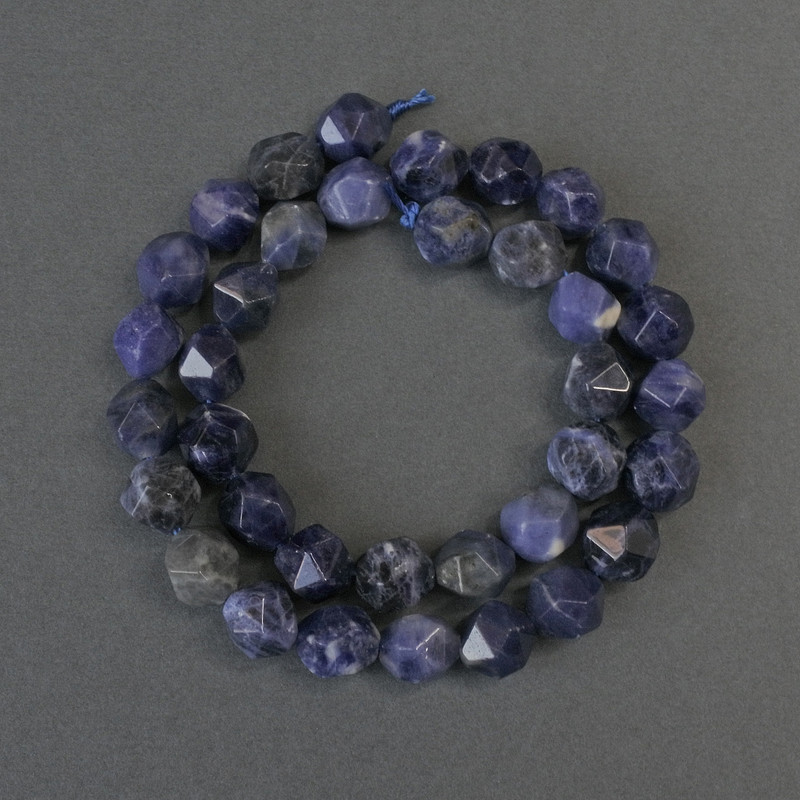 Sodalite Beads - Faceted, 10x8 mm, on Thread, 36 cm ±