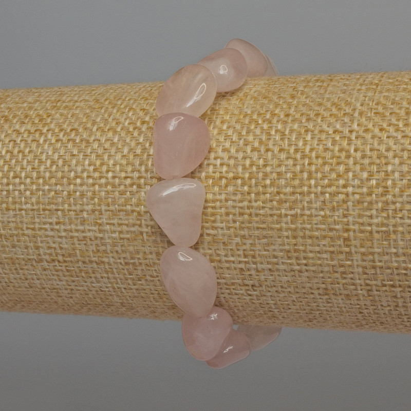 Bracelet Pink Quartz Faceted Beads, 12x10mm, diameter, length 18cm, stretch