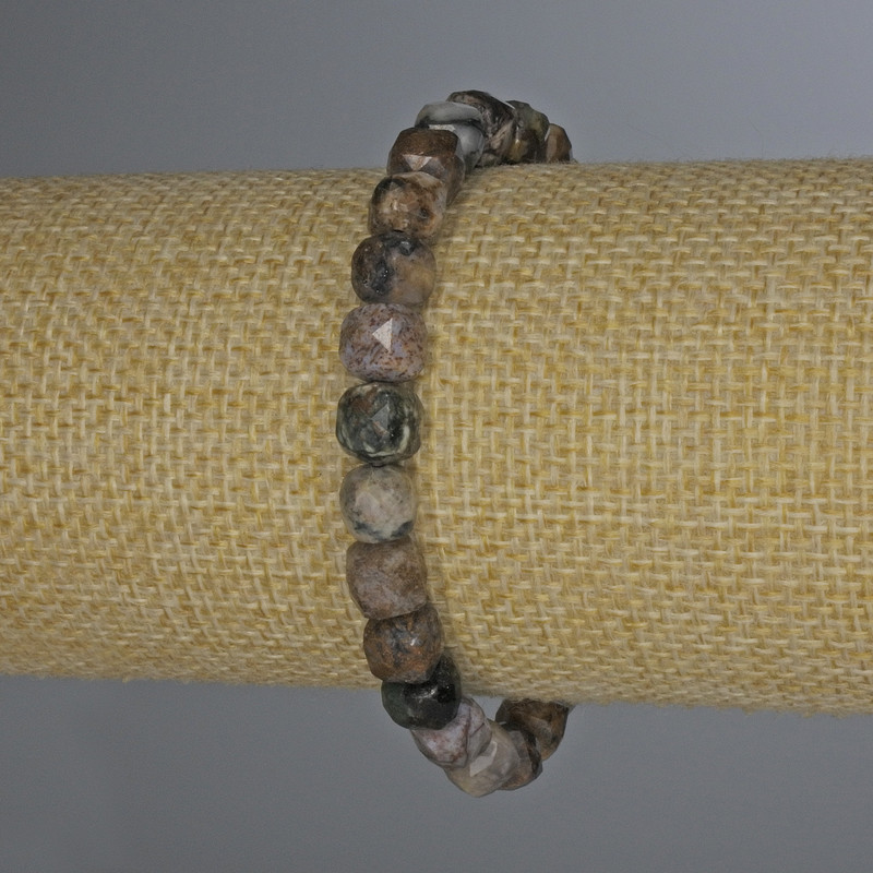 Petersite Bead-Examined Cube Bracelet, diameter 7x7mm ±, length 18cm ±, stretch