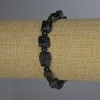Turmaline Shorl Bracelet Unpolished Faceted Beads, 12x8mm ±, Sphere 4mm ±, Length 18cm ±, Elastic