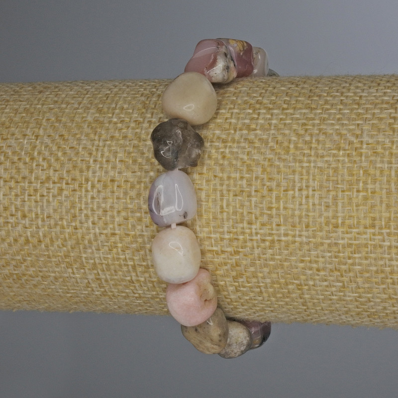 Bracelet Pink Opal Faceted, 8-12x10mm+-, diameter 18cm+- stretch