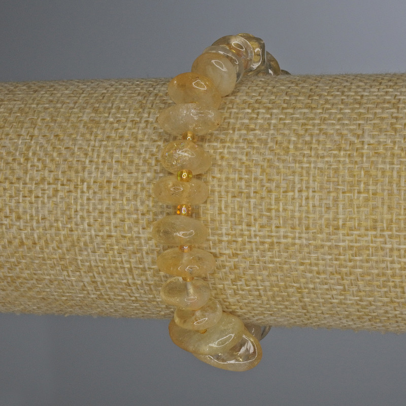 Citrine Faceted Bead Stretch Bracelet 9-16×5 mm ± with 3 mm+ seed beads, length 18 cm ±
