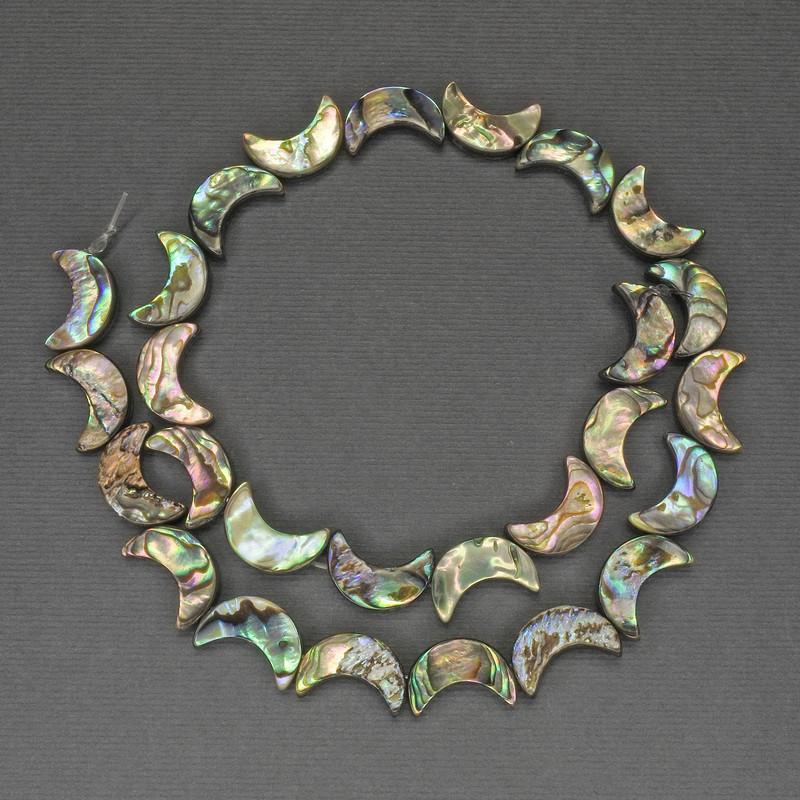 Halotite Moon Beads, 15mm diameter, ~39 cm length, on thread