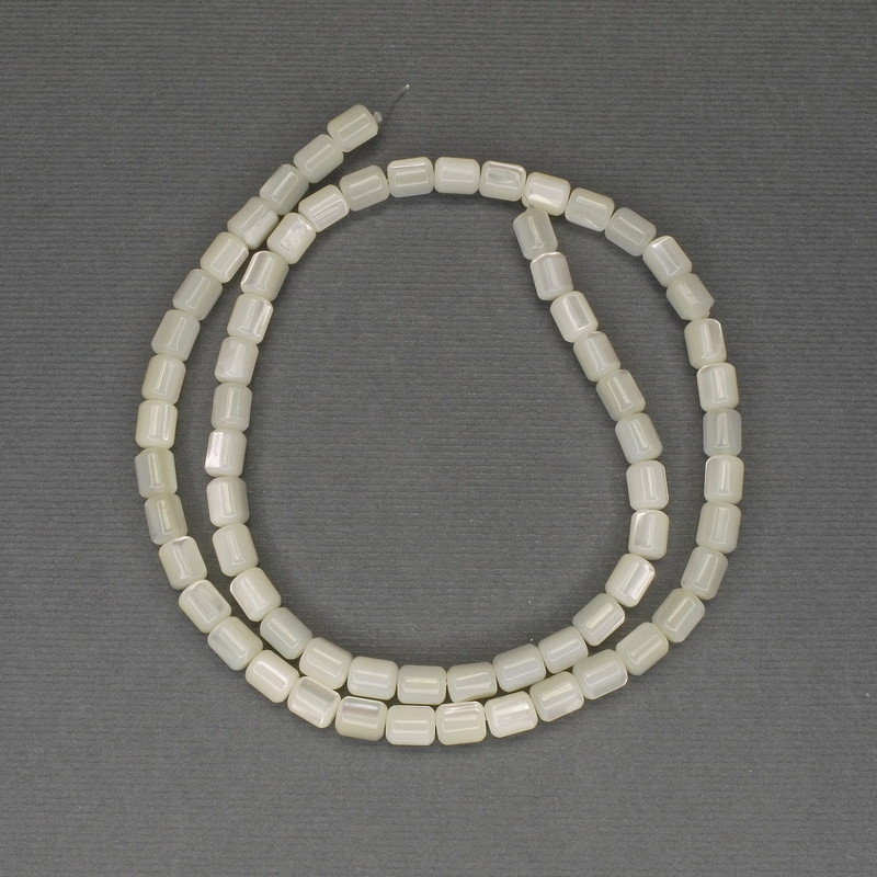Mother-of-P pearl Cylindrical Beads, diameter 6x5mm ±, length 40cm ± on thread