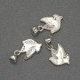 Pendant Pearl Shell Bird White Crystals Silver Metal, diameter 17x11mm±, length 20mm±
