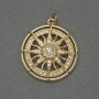 Pendant Rose of the Winds, white rhinestones, gold-toned metal, diameter 25mm+-, length 30mm+-