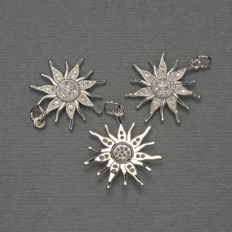 Pendant Star with White Crystals Silver Metal, diameter 20mm±, length 25mm±