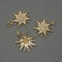 Pendant Star with white crystals golden metal, diameter 20mm+-, length 25mm+-
