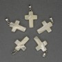Pendant Mother of Pearl Cross 30x20x15mm± Silver Metal