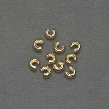 Crimp Bead for Crimping, Ø 6 mm ±, Gold-tone metal, 10 pairs