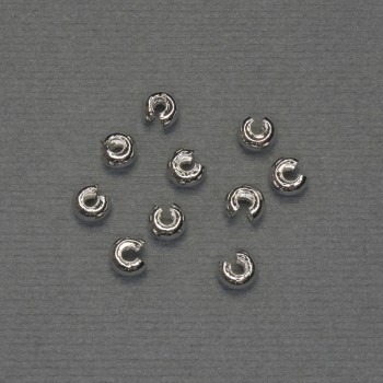Crimp Bead for Crimps, diameter 4.5 mm ±, Silver Metal Finish, 10 Pairs