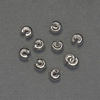 Crimp Bead for Crimping, diameter 6mm ±, silver metal finish, 10 pairs