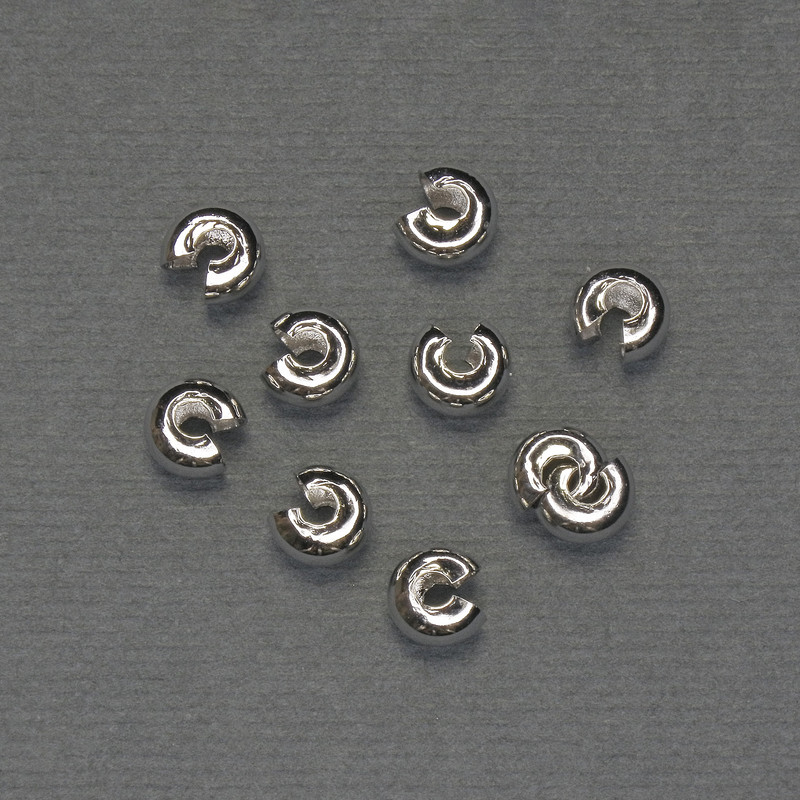 Crimp Bead for Crimping, diameter 6mm ±, silver metal finish, 10 pairs