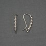 Earrings hooks for earrings with white rhinestones, silver-colored metal 19×2mm, pair