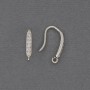 Earring hooks with white crystals, silver-toned metal 17×2.5 mm + - pair
