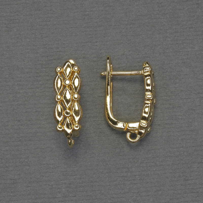 Earrings Hooks, Golden Metal 18x6 mm, Pair