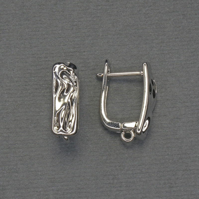 Ear wires for earrings, silver-tone metal 17×6 mm + - pair