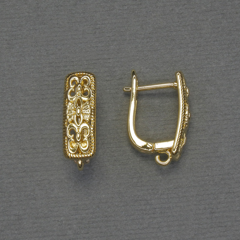 Gold-tone ear findings for earrings 17×6 mm pair